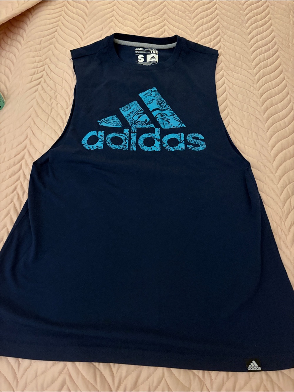 Adidas Women’s Performance Sleeveless Tank Top Black Blue Logo Size S